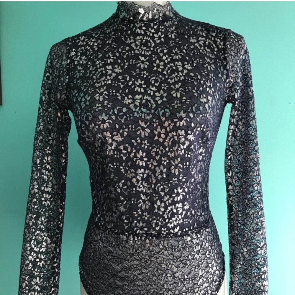 VICTORIAS SECRET METALLIC SILVER & BLUE BODY SUIT